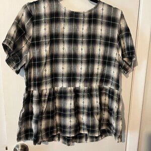 NWOT FUN2FUN BLAID BLOUSE SZ L